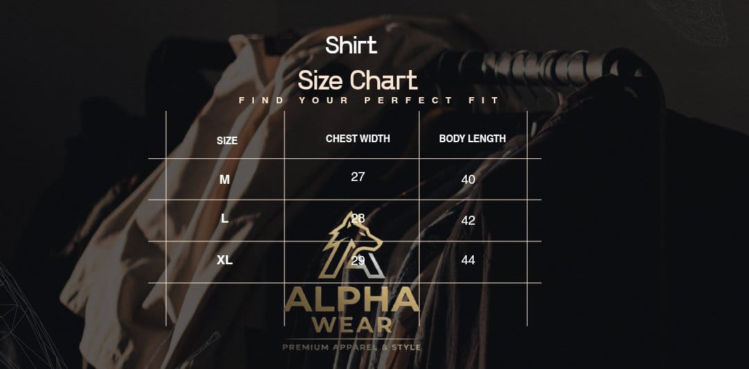 Shirt Size Chart Guide